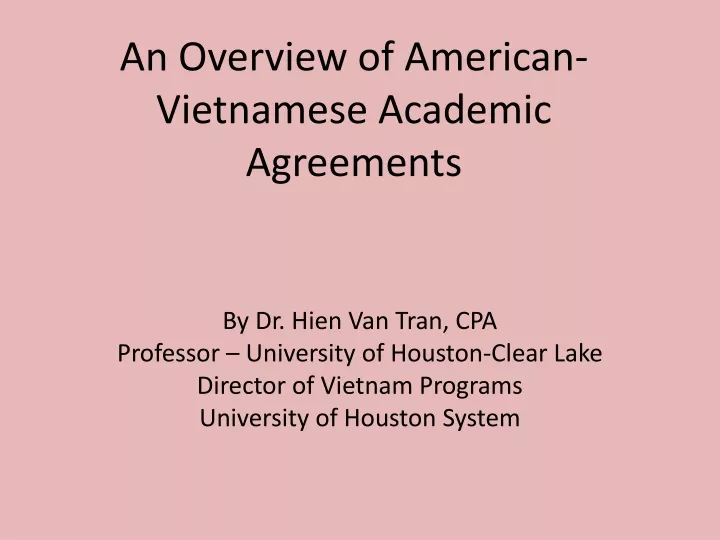 an overview of american vietnamese academic agreements