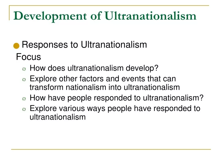 development of ultranationalism