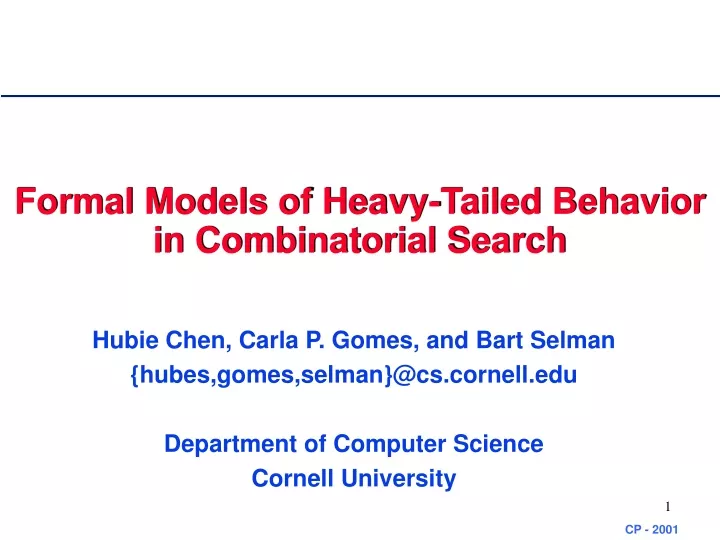 formal models of heavy tailed behavior in combinatorial search