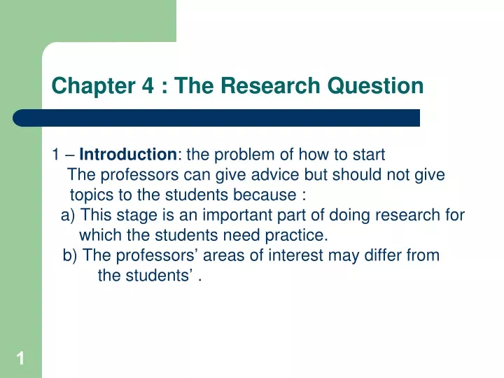 chapter 4 the research question