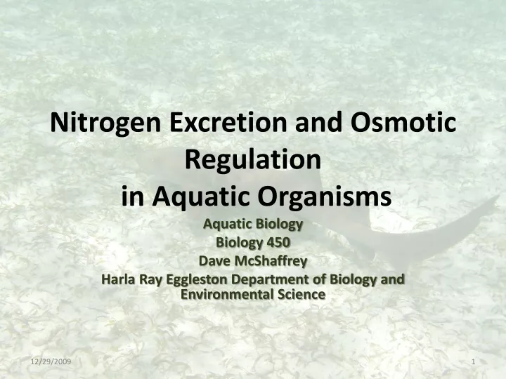 nitrogen excretion and osmotic regulation in aquatic organisms
