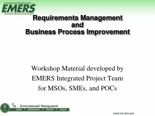 Workshop Material developed by  EMERS Integrated Project Team for MSOs, SMEs, and POCs