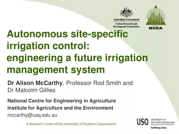autonomous site specific irrigation control engineering a future irrigation management system