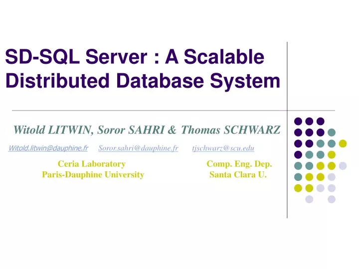 sd sql server a scalable distributed database system