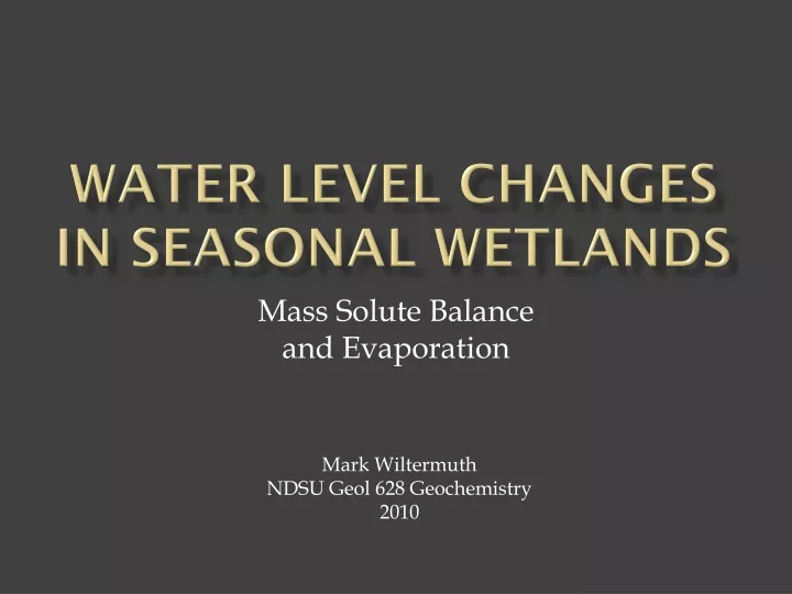 water level changes in seasonal wetlands