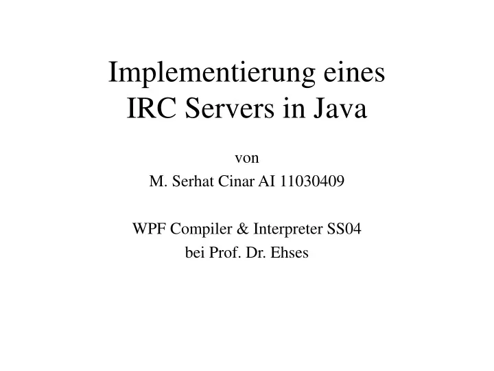 implementierung eines irc servers in java