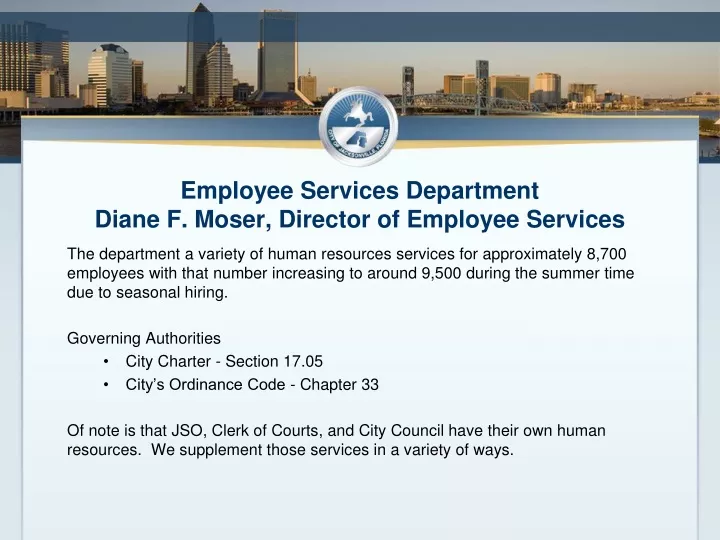 employee services department diane f moser director of employee services