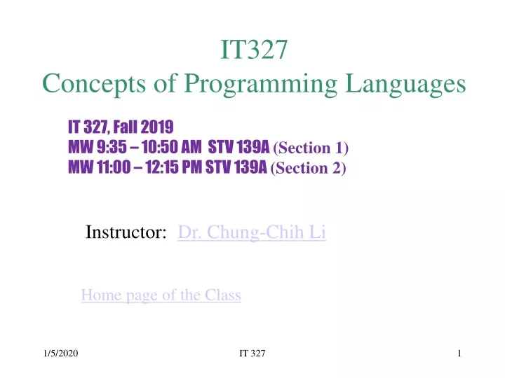 it327 concepts of programming languages