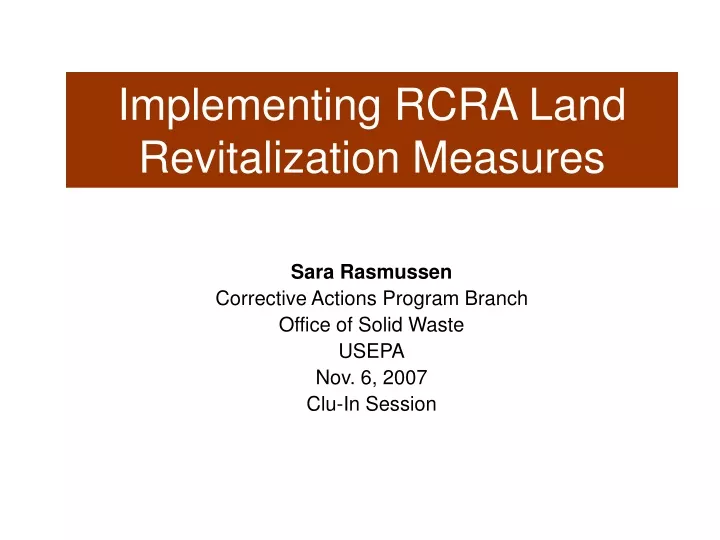 implementing rcra land revitalization measures