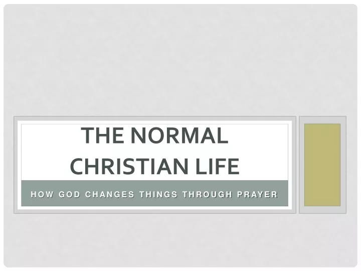 the normal christian life