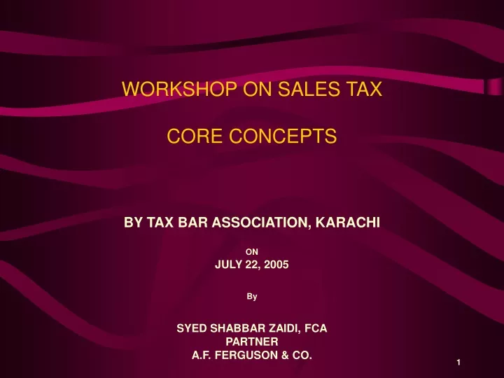 workshop on sales tax core concepts