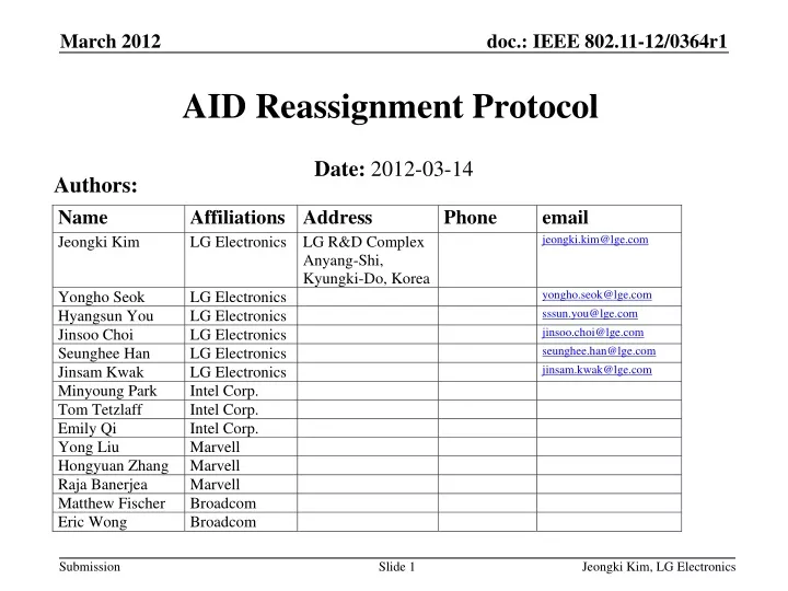 aid reassignment protocol