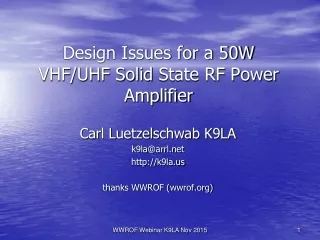 Design Issues for a 50W VHF/UHF Solid  State RF Power  Amplifier