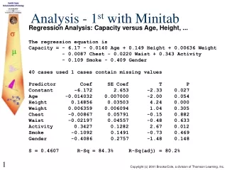 Analysis - 1 st  with Minitab