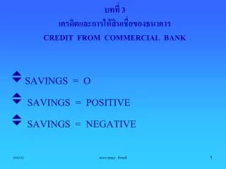 บทที่ 3 เครดิตและการให้สินเชื่อของธนาคาร CREDIT  FROM  COMMERCIAL  BANK