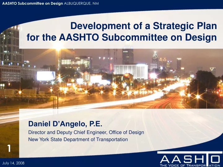 development of a strategic plan for the aashto
