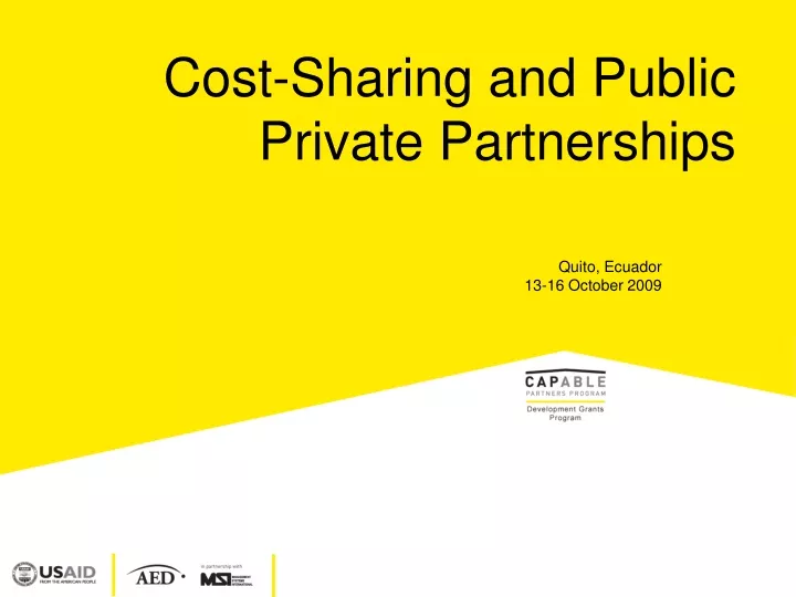 cost sharing and public private partnerships