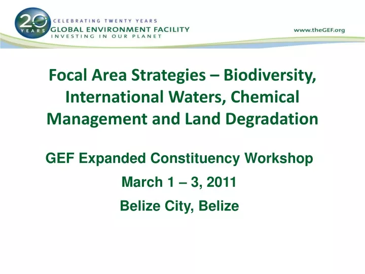 focal area strategies biodiversity international waters chemical management and land degradation