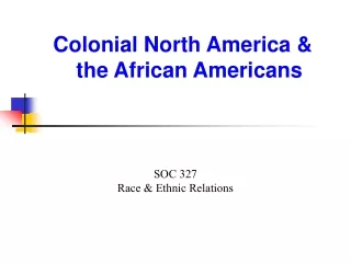 Colonial North America &amp; the African Americans