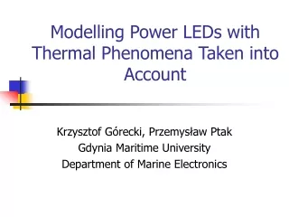 Modelling Power LEDs with Thermal Phenomena Taken into Account