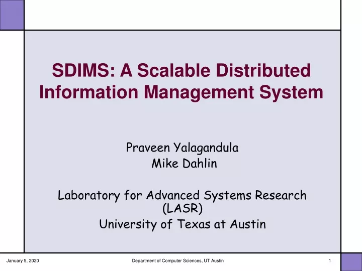 sdims a scalable distributed information management system