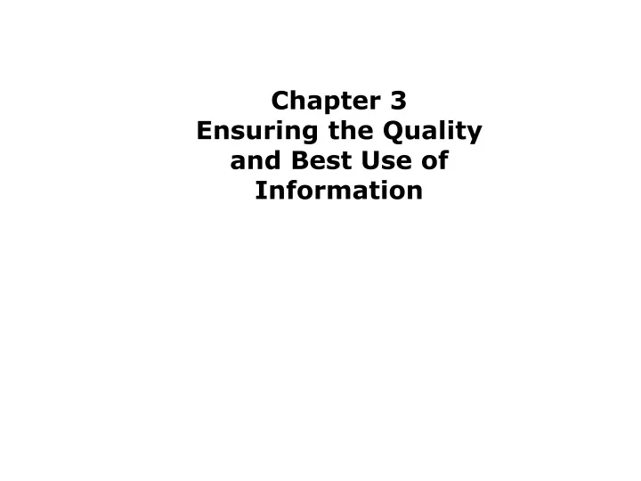 chapter 3 ensuring the quality and best