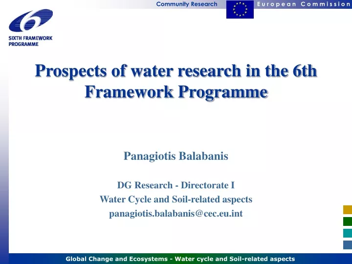prospects of water research in the 6th framework programme