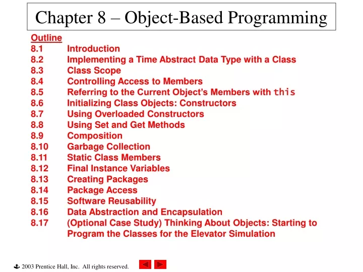 chapter 8 object based programming