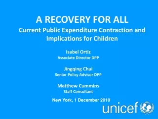 A RECOVERY FOR ALL Current Public Expenditure Contraction and Implications for Children