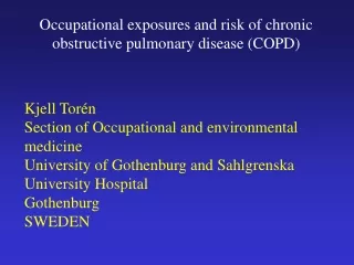 Occupational exposures and risk of chronic obstructive pulmonary disease (COPD)