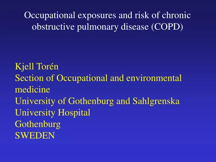 occupational exposures and risk of chronic obstructive pulmonary disease copd
