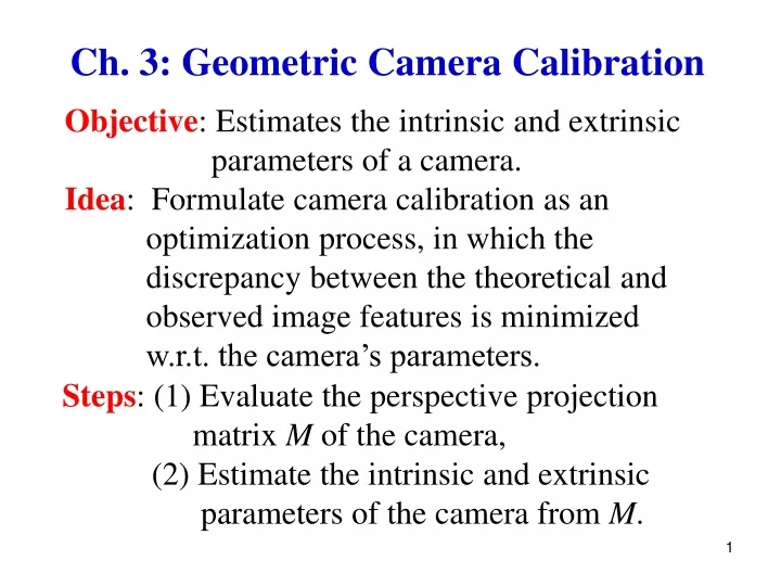 ch 3 geometric camera calibration