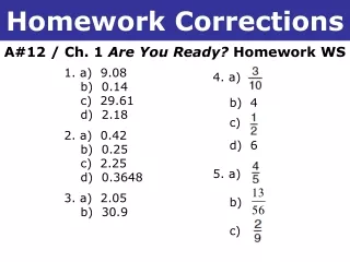 A#12 / Ch. 1  Are You Ready?  Homework WS
