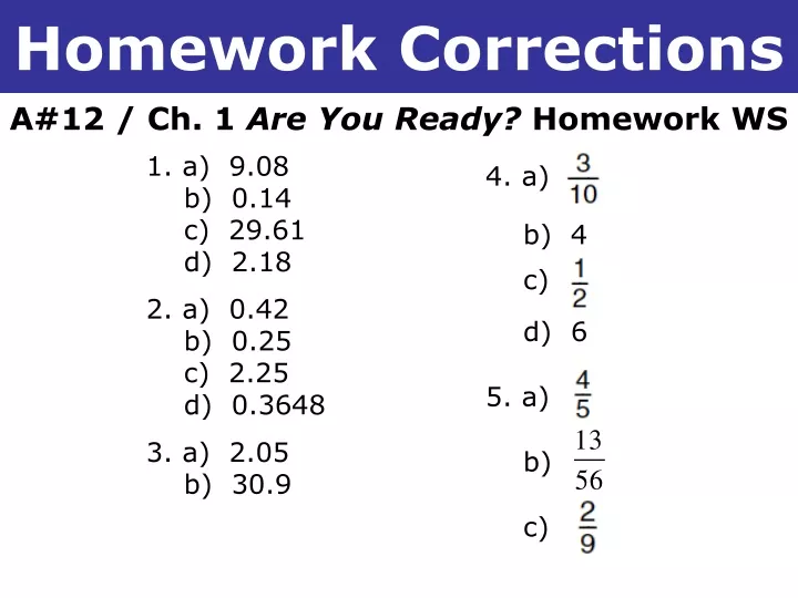 homework corrections