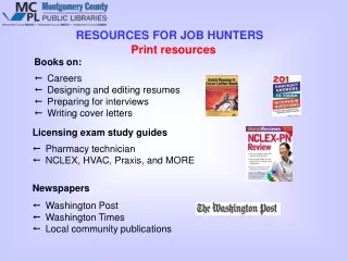 RESOURCES FOR JOB HUNTERS
