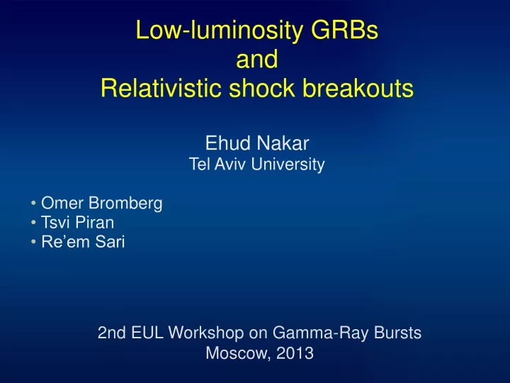 low luminosity grbs and relativistic shock