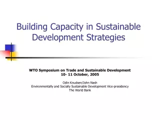 Building Capacity in Sustainable Development Strategies