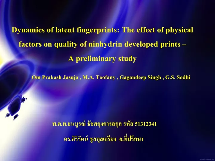 dynamics of latent fingerprints the effect