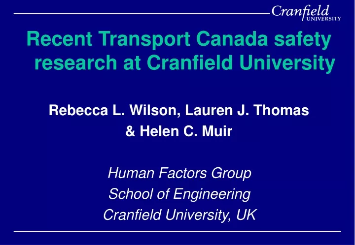 recent transport canada safety research