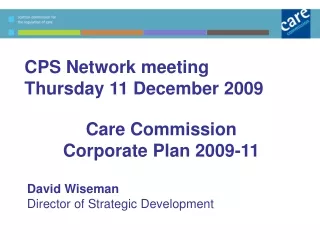 CPS Network meeting Thursday 11 December 2009