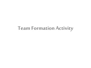 Team Formation Activity