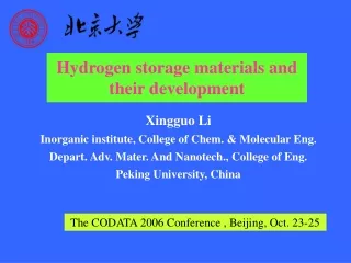 Hydrogen storage materials and their development