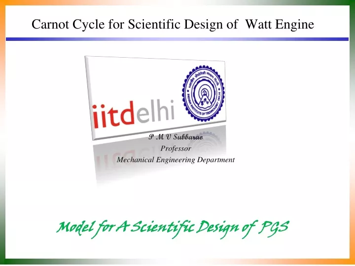carnot cycle for scientific design of watt engine