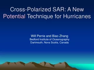 Cross-Polarized SAR: A New  Potential  Technique for Hurricanes