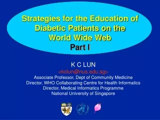 Strategies for the Education of Diabetic Patients on the  World Wide Web Part I