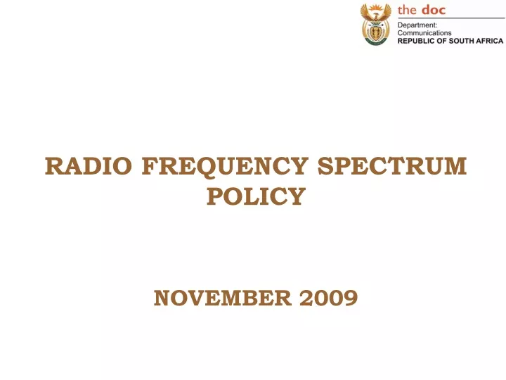 radio frequency spectrum policy november 2009