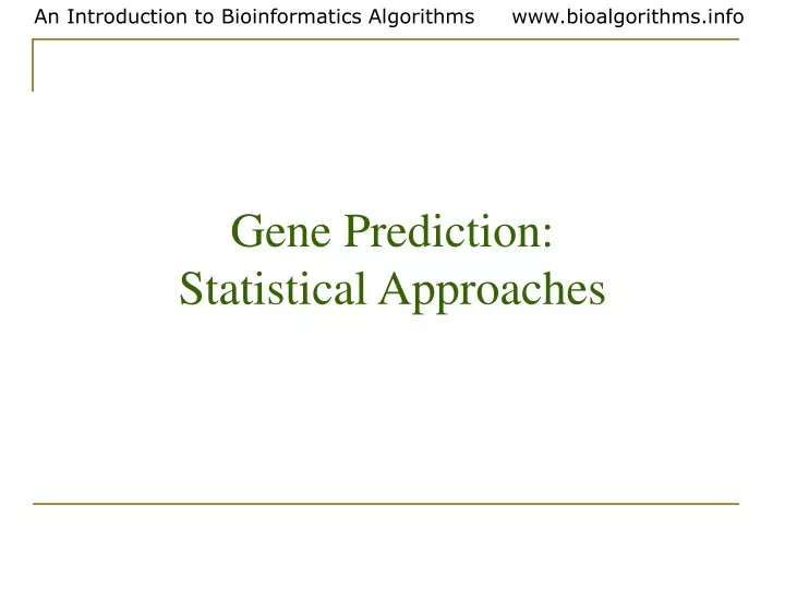 gene prediction statistical approaches
