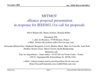 MITMOT  alliance proposal presentation in response for IEEE802.11n call for proposals