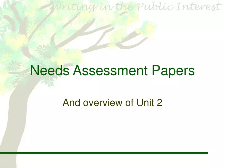 needs assessment papers