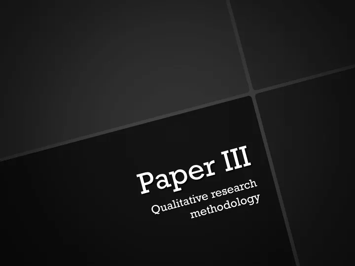 paper iii